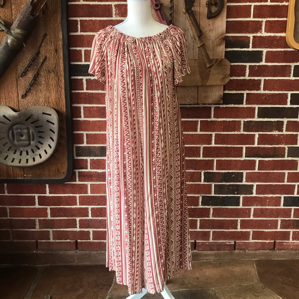 Rust & Cream Color Patterned Jumpsuit